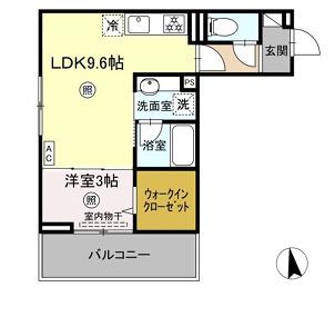 D-ROOM西町(1LDK/2階)の間取り写真