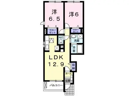 エヴァーグリーンA(2LDK/1階)の間取り写真