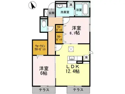 プリムローズ浜田山(2LDK/1階)の間取り写真