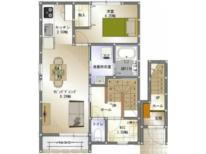 シャレーコーセイ四番館(1LDK/2階)の間取り写真