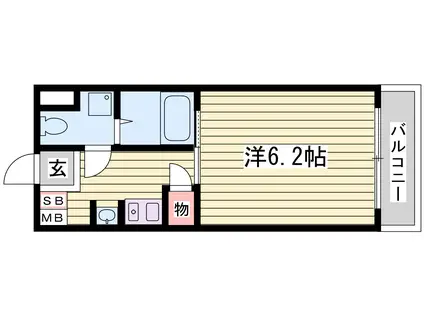 カーサ王塚台(ワンルーム/2階)の間取り写真