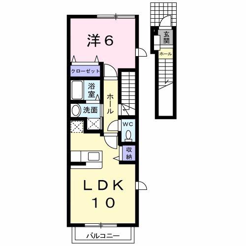 セゾングリーンA(1LDK/2階)の間取り写真