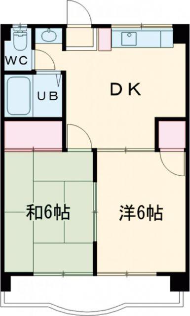 KYフラット(2DK/4階)の間取り写真