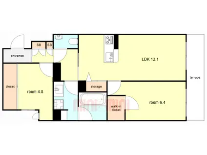 SHAMAISON GARDENS 旭が丘II(2LDK/1階)の間取り写真