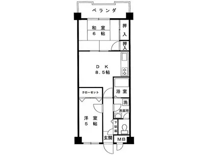 第2漆原グリーンマンション(2DK/1階)の間取り写真