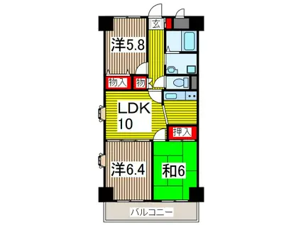 ダイヤメゾン戸田公園(3LDK/4階)の間取り写真
