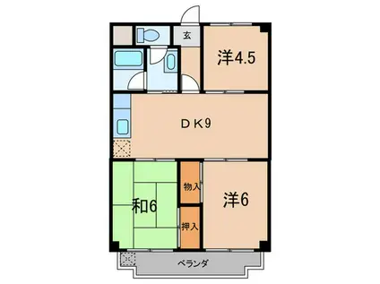 パールハイツ竹若(3DK/4階)の間取り写真