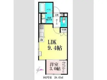 BAU上杉公園(1LDK/1階)の間取り写真