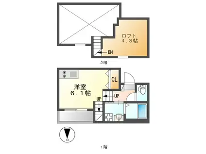 STAGE新栄(1K/1階)の間取り写真