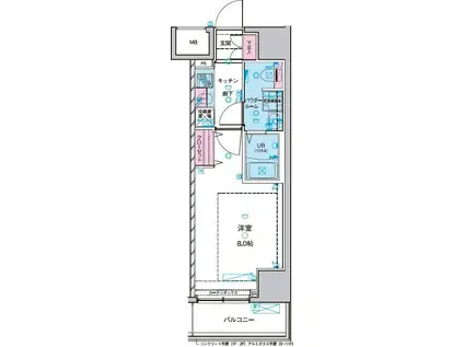 ジェノヴィア浅草IIスカイガーデン(1K/1階)の間取り写真