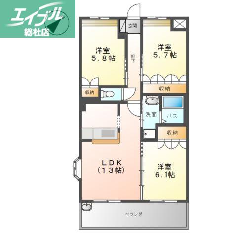 センチュリーカーサ(3LDK/2階)の間取り写真