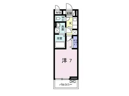 プリムローズKV(1K/1階)の間取り写真