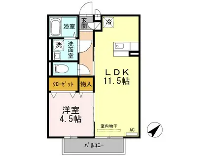 セジュールアースマーシIII(1LDK/2階)の間取り写真