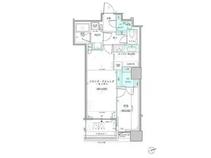 パークタワー勝どきサウス(1LDK/45階)の間取り写真