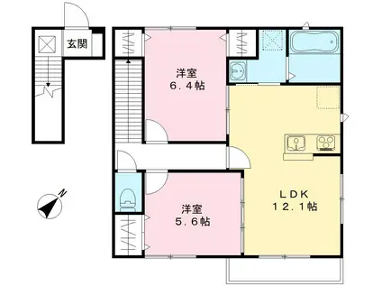 ユアメゾン一宮N(2LDK/2階)の間取り写真