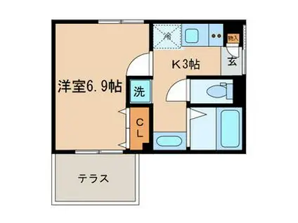 ルナビアンカ(1K/1階)の間取り写真