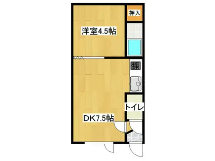 パークヴィレッジII(1DK/1階)の間取り写真