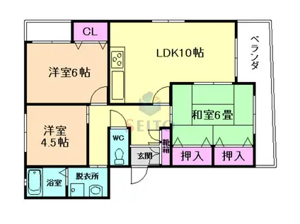 アビタ北桜塚(3LDK/3階)の間取り写真
