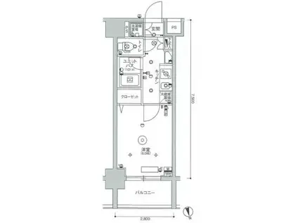 スカイコート蒲田ガーデン(1K/8階)の間取り写真