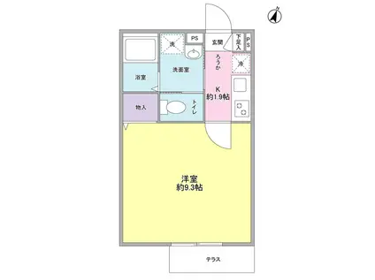 チャインコット湘南(1K/2階)の間取り写真