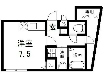 LIVINGLIFE長瀬(ワンルーム/1階)の間取り写真