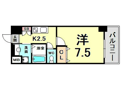 アドバンス神戸グルーブ(1K/8階)の間取り写真