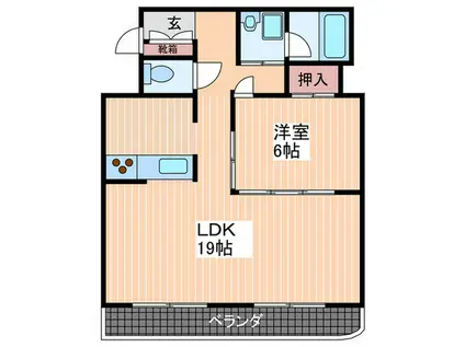 ファミール十日市(1LDK/6階)の間取り写真