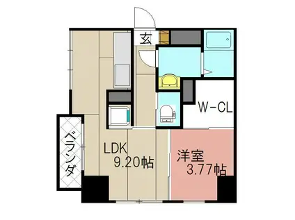 アクア葛原(1LDK/2階)の間取り写真