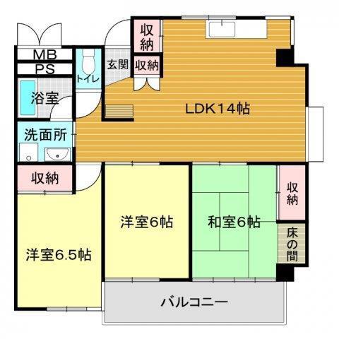 松岡ビル(3LDK/4階)の間取り写真