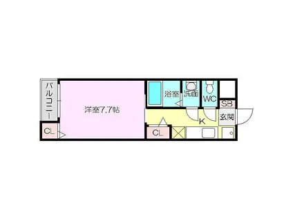 ベル・ペルル(1K/3階)の間取り写真