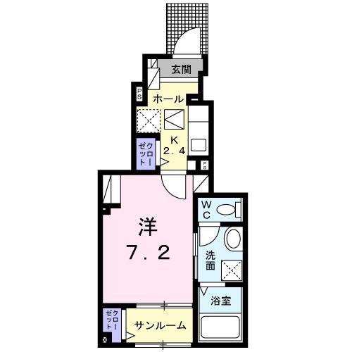 GRAN NOIR I(1K/1階)の間取り写真