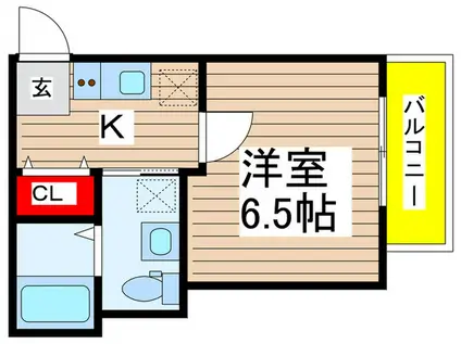 LA CLAIR船橋(1K/2階)の間取り写真