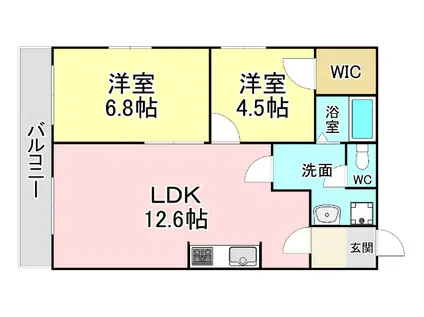 ベルガ熊谷(2LDK/1階)の間取り写真