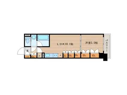 パークアクシス仙台(1LDK/4階)の間取り写真