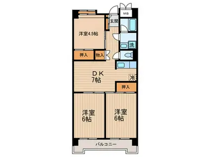 ビレッジハウス八潮3(3DK/3階)の間取り写真