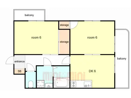 エムズコートII南(2LDK/1階)の間取り写真