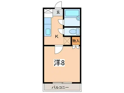 コーポラスヴェルデ(1K/1階)の間取り写真