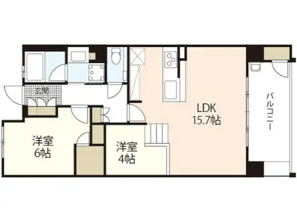 ソシオ大手町(2LDK/15階)の間取り写真