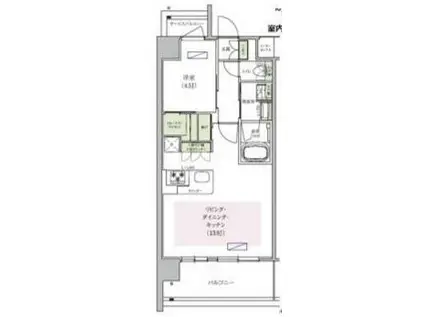 アーバネックス中崎町II(1LDK/11階)の間取り写真