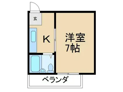 レインボーコアII(1K/2階)の間取り写真