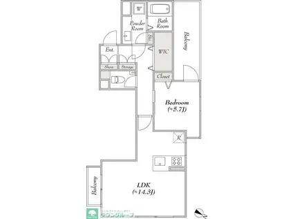 レンブラン赤堤 300(1LDK/4階)の間取り写真