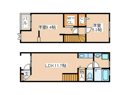 フラン神戸(2LDK/1階)の間取り写真