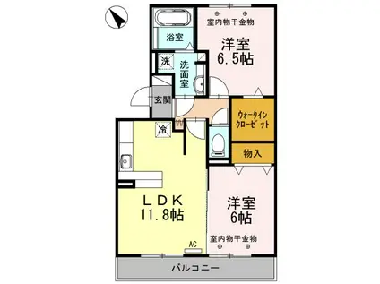 フィオーレ ジャンダルム(2LDK/2階)の間取り写真