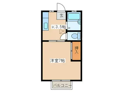 パレス三喜I(1K/2階)の間取り写真