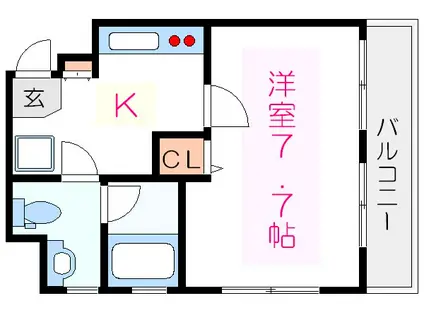 RISE(1K/5階)の間取り写真