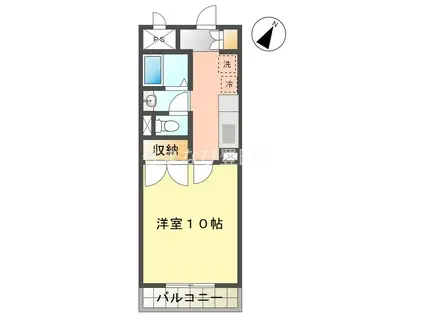 セレノシエル(1K/2階)の間取り写真