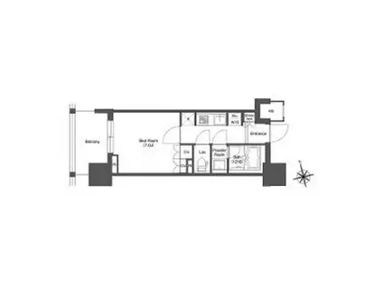 LIBRGRANT西新宿イースト(1K/7階)の間取り写真