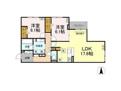 シャンドフルール(2LDK/1階)の間取り写真