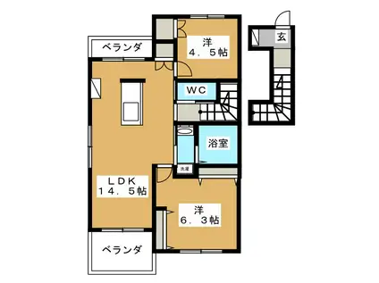 BELS八幡(2LDK/2階)の間取り写真