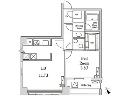 パークハビオ京橋(1LDK/10階)の間取り写真